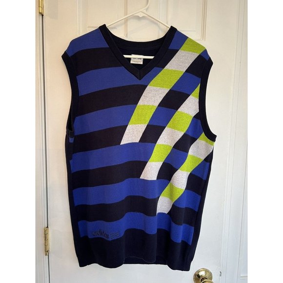 Adidas Men’s Performance Golf Graphic Sweater Vest Blue Green Size Large‎ - Picture 4 of 15